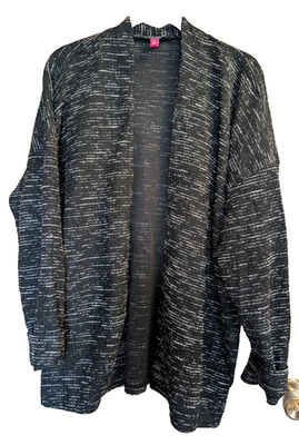 Cárdigan Vince Camuto Frente Abierto XL Negro CabinCore Acogedor Rústico Salón Largo Foto 1 de 4