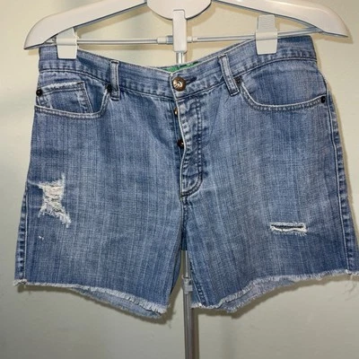 Roxy Denim Cut Off Boyfriend Shorts, Button Fly, Distressed, 90s Y2K, Juniors 9 - Image 1 of 4