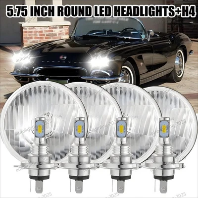Faros LED de haz alto/bajo para Chevy Corvette 62-82 DOT 5,75" 5-3/4 4x 6000K Foto 1 de 4