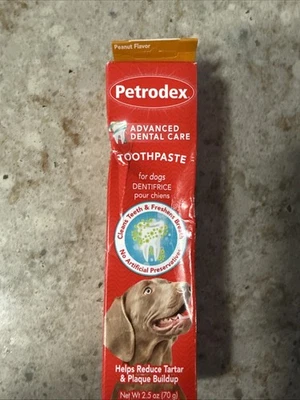 Pasta de dientes natural para perros Petrodex sabor mantequilla de maní control de sarro 2,5 oz Foto 1 de 3