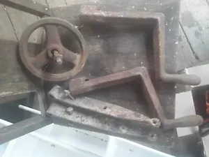Cast Iron Lot, Iron Wheel, 2 Cast Iron Cranks, Cast Iron Barn Door Hinges - Picture 1 of 21