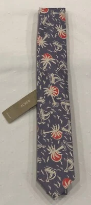 NUEVO CON ETIQUETAS J.Crew Corbata de algodón para hombre con estampado púrpura isla del desierto Hecha a mano en EE. UU. $69 Foto 1 de 3