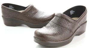 Abeo Bio System Flora geprägte braune Damen-Pantolette Still-Clog Schuhe 7M gebraucht, in einwandfreiem Zustand - Bild 1 von 11