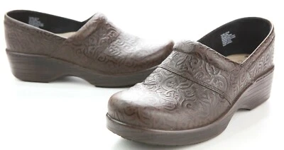 Abeo Bio System Flora Damen geprägte braune Pantolette Still-Clog Schuhe 7M Krankenschwester - Bild 1 von 4