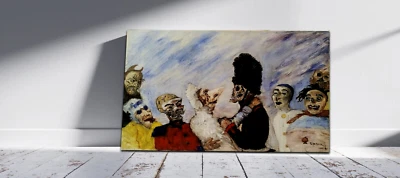 JAMES ENSOR SKELETON STOPPING MASKS EXPRESSIONISM GICLEE PRINT FINE CANVAS - Image 1 of 2