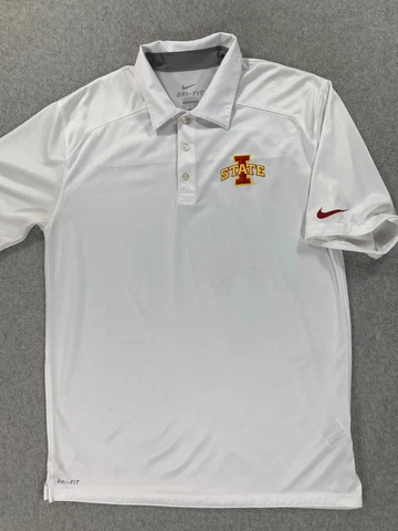 Iowa State Cyclones Nike Dri Fit Short Sleeve Polo Shirt (Men's Medium) White Cover