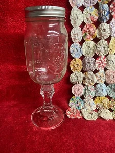 New Ball Pint Fruit Jar on Pedestal Cut Glass Candle Holder  - Picture 1 of 3