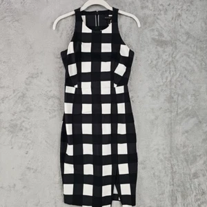 Banana Republic Sheath Dress Womens Size 2P Black White Gingham Sleeveless NWT - Picture 1 of 9