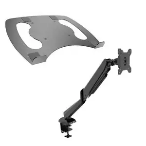 Monitor Mount Arm Stand Bracket + Laptop Tray Holder Adapter LCD Screen Desktop - Picture 1 of 12