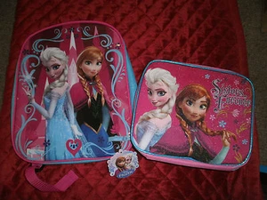 FROZEN ELSA OLAF & ANNA  SOFT LUNCHBOX FOREVER SISTERS AND JUINOR BACKPACK - Picture 1 of 6
