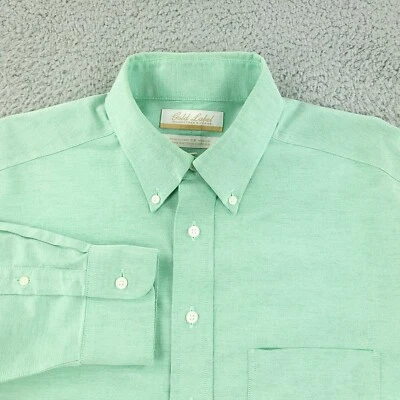 Roundtree & Yorke Shirt Mens 15 1/2 Green Business Office Casual Gold Label - Image 1 of 4