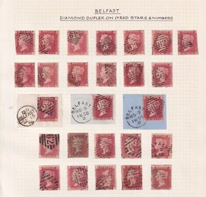 c. 1864 BELFAST Diamond Duplex 1d Red Plates/Stars x 26 Superb Strikes VG/FU - Picture 1 of 1