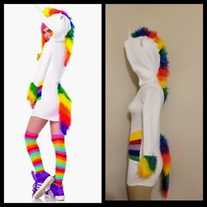 Leg Avenue Unicorn Rainbow Costume Fleece Mini Dress Sm