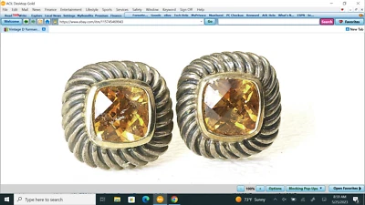 Pendientes Albión Vintage D Yurman Oro Amarillo 14k Plata Esterlina y Cable Citrino Foto 1 de 4