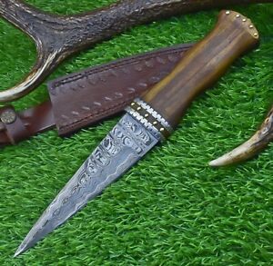 Custom Handmade Damascus Steel Hunting Bowie Knife DAGGER Leather Sheath EX-7984
