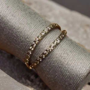 20G 12mm Double Hoop Nose Ring - Gold Cubic zirconia 316L Stainless Steel - Picture 1 of 7