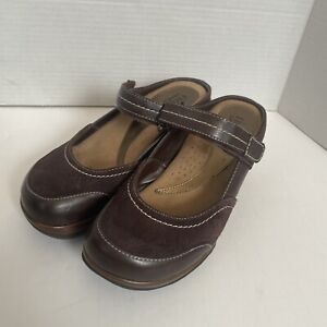Rialto Comfort MYSTICAL Wedge Mules Womens 8.5 Leather Mary Jane Strap Brown