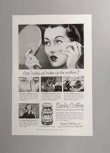 Sanka "Kann Make Up für Kaffee?" Vintage Full Pg Ad / Polident Ad on back - Bild 1 von 2