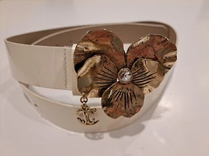 Roberto Cavalli Gürtel Blumen Leder Weiß Größe IT 95 - Bild 1 von 13