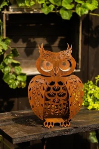 Eule filigran 3D Optik Höhe 63cm Edelrost Gartendeko Wetterfest Rost Beleuchten - Bild 1 von 6