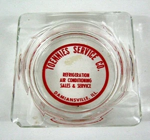 Old Toennies Service Company Sales & Service Adv Glass Ashtray Damiansville Ill - Picture 1 of 1