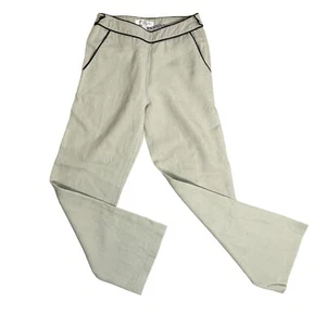 Max Mara Linen Blend Cropped Pants 6 Mint Green Mid Rise Pockets Button Zipper - Picture 1 of 5