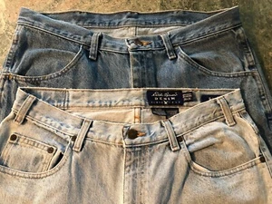 Set 2 Paar blaue Herrenjeans - Eddie Bauer 34x34, Rustler 34x32 - Bild 1 von 13