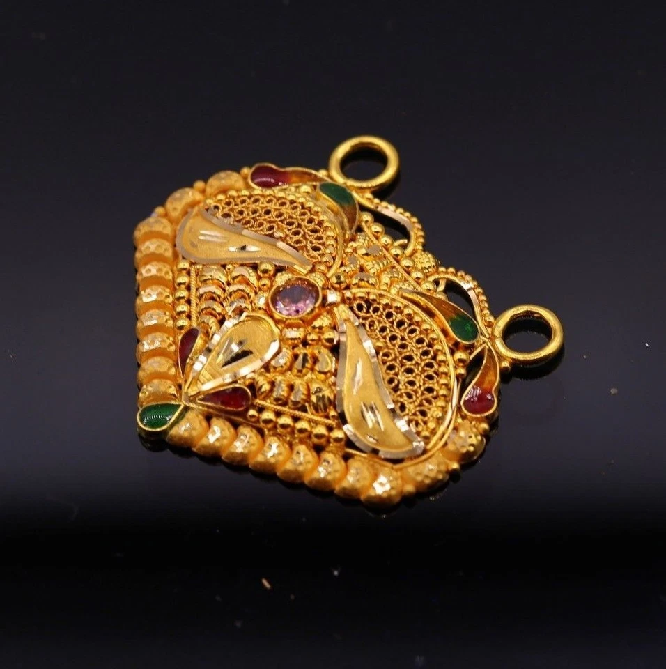 COLLAR COLGANTE FILIGRANA TRABAJO RAJASTHAN JOYERÍA TRADICIONAL 22 K HECHO A MANO  Foto 1 de 4