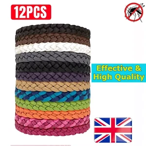 12 Pack Mosquito Repellent Bracelet, Adjustable Leather Deet-Free Bands - Picture 1 of 18