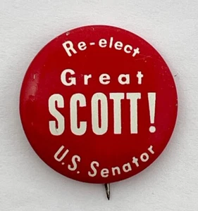 Vintage Great Scott U.S. Senator Political Campaign Pin Button Pennsylvania PA - Picture 1 of 6