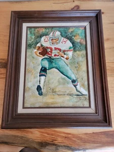 Oil Painting B. KERNER  Football Player #33 Original Canvas WOOD FRAME 22" X 18" - Picture 1 of 9