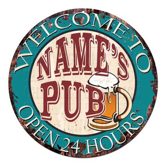CP-0112 ANY NAME'S PUB Custom Personalized Tin Chic Sign decor Gift - Image 1 of 1
