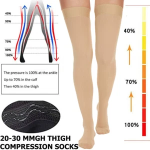 Thigh High Medical Compression Socks 20-30 mmHg DVT Stockings Varicose Women Men - Picture 1 of 15