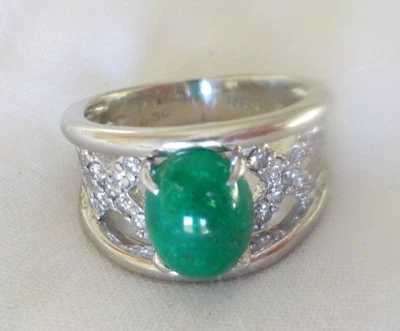 Heavy Platinum Solitaire Emerald Diamond Ring - 11.41 gms, Sz 5.75, 2.41 ctw - Image 1 of 4