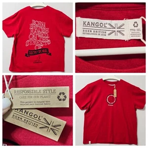 Kangol Born British Graphic Recycled Tee Shirt Red 2XL Short Sleeve Crew Y2K NEW - Picture 1 of 16
