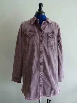 LOGO Lori Goldstein Stone WASHED PURPLE DENIM Frayed JACKET WOMENS 6 - Image 1 of 4