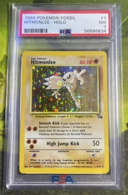 Hitmonlee Holo 7/62 - Fossil - PSA 7 Near Mint - Image 1 of 2