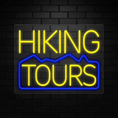 Hiking Tours Neon Sign for Retail Displays | LED Flex Neon | 24"W x 18"H x 1"D - Image 1 of 4