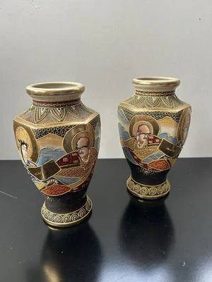 PAIRE DE VASES SATSUMA JAPON FAÏENCE ASIE  - Photo 1/4