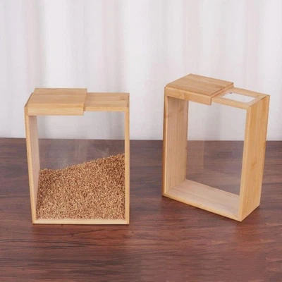 Klares Acryl Bambus-Lebensmittelspender Küchenaufbewahrungsbehälter  Haushalt - Bild 1 von 4