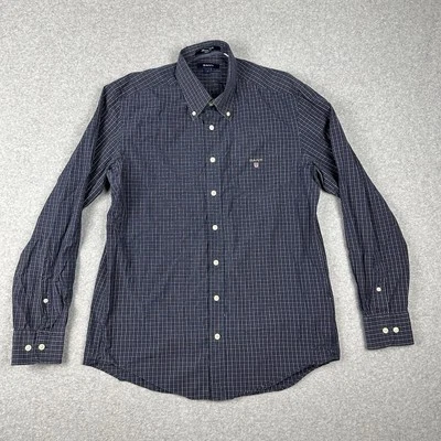 Camisa Gant Para Hombre Bowery Popelina Manga Larga Cuadros Talla L Ajuste Regular Azul Negocios Foto 1 de 4