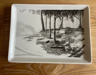 Portuguese Porcelain Art Tray Monochrome Landscape, Signed, Limited, 254/275 - Image 1 of 4
