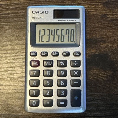 Casio Calculator HS-8VA Mini 6-Function 8-Digit LCD Display Solar And Battery #1 - Image 1 of 4
