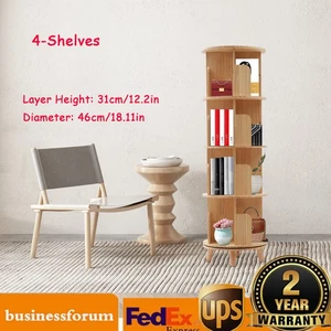 4 Layers Rotating Bookshelf Bookcase Storage Rack Floor Standing Display Holder - Picture 1 of 20