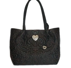 BRIGHTON CASABLANCA 3D QUILTED LEATHER NAVARRA SOFT TOTE CONVERTIBLE BLACK $450 - Picture 1 of 14