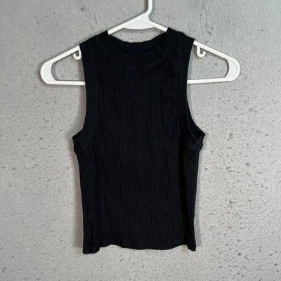 Camiseta sin mangas Zara negra de punto acanalado sin mangas talla pequeña mezcla de algodón Foto 1 de 4