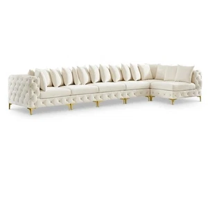 Meridian Furniture Tremblay Cream Velvet Modular Sectional - Picture 1 of 19