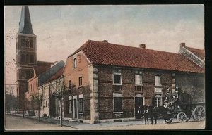 Postal Büderich a. Rhein, esquina Markt- und Weselerstrasse con comedor e iglesia 192 - Imagen 1 de 2