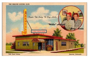 DENVER, COLORADO - BEACON SUPPER CLUB - VINTAGE LINEN PSOTCARD - Picture 1 of 2