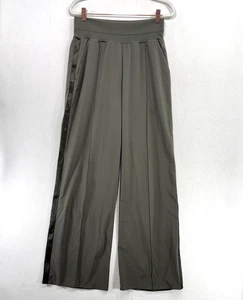 Athleta Pants Women 8 Olive Green Nolita Wide Leg Stretch Pockets Ribbon Stripe - Picture 1 of 13
